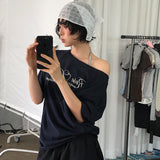 [Robbins] レタリング ワンショルダー ショートスリーブ Tシャツ 3カラー