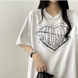 フェイスハートボクシーフィット半袖Tシャツ