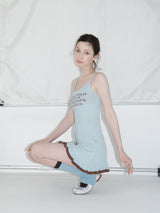 rirri Original Design Summer Stretch Knit Contrast Letter Jacquard Ballet-style Dress