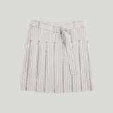 RAW HEM STRIPE PLEATED SKIRT