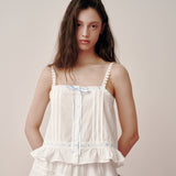 Ribbon Frill Sleeveless (White)