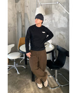 ポケットチェッククロップ長袖シャツ