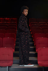 FLORAL JACQUARD PANTS / BLACK