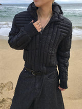 ジュノクロップフーデッドカットアウトライトウェイトパディング 3C