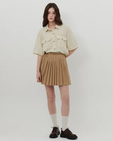 ロゴプリントプリーツスカート [BEIGE]