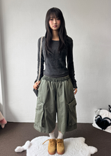 The Hill Pigment Washed Cargo Bermuda Pants  4 Color 