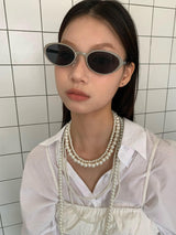 [SUNMI] long layered pearl necklace