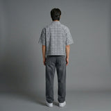 Light Blue Crop Short Sleeve Check Shirt