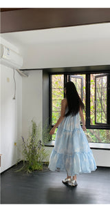 Sky Cloud Cancan Sleeveless Long One Piece