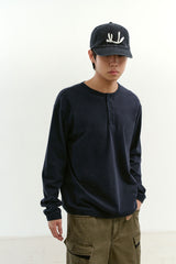 Comfort 3-Button Henley Neck (Navy)