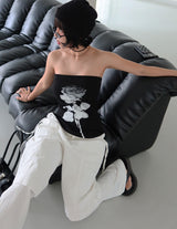 Two-block layered string wide pants