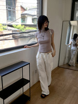 Homyoon キャップスリーブ ハーフポーラークロップタンクトップ Tシャツ