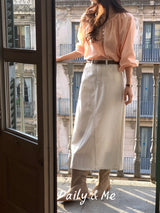 Round shirring blouse (2color)