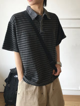 Tod pigment stripe collar short sleeve 4C
