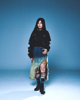 DESTROYED DENIM SKIRT