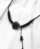 vintage black ローズノットネックレス