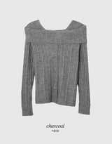 #ロマティックリブオフショルダーボタンニット (3color)