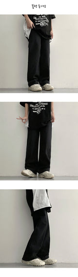 [Basic, Long/S-2XL] ライトバックバンディングサマーセミワイドデニム