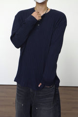 シンプルラインヘンリーネックロングスリーブ3C