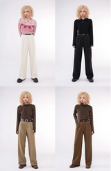 フォーカラールーズストレートレッグカジュアルパンツ