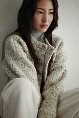 Boucle wool cardigan, Oatmeal