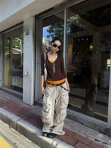 Multi-Pocket Jeans Wide Casual Pants