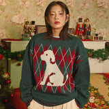 Puppy argyle knit
