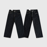 LMN crack raw paper semi-wide denim pants (2 colors)