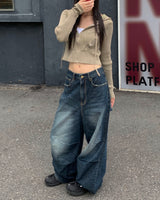 Back damage denim pants