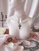 [NMIXX Haewon Necklace] Nocturne Gothic Cross Collarbone Necklace (Stainless Steel)