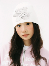 Teddy Symbol Beanie - White 