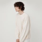CASHMERE BLENDED CABLE KNIT WHITE