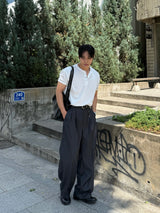 Dope two-tuck wide diagonal slacks