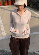 WOOL BUTTON HOOD TEE