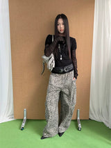Leopard Cool Wide Curved Pants