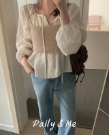 Ribbon shirring blouse(2color)