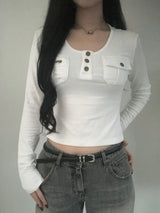 Two-Pocket Slim Button Tee