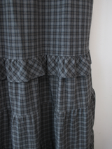 round collar check midi dress 