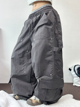 ダウンカーゴリベットナイロンロングパンツ🖤🤎🩶3カラー