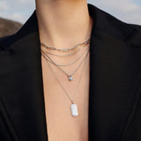 シルバーリンクロケットドロップロジウムメッキ+925シルバーネックレス N067-01H