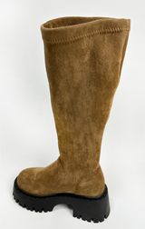 6CM PLATFORM SUEDE Y2K ROUND-TOE STRETCH CRAB-LEG ボディーシェーピングブーツ - 2 COLOR