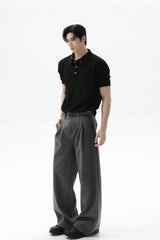 Textured Vintage Knit Polo Tee