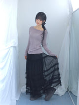 Cloud chiffon frill long skirt