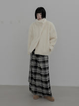 Check Strap Wrap Long Skirt