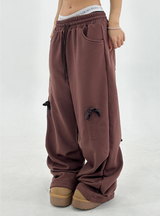 (SHIRRED BOW❤/BRUSHED FLEECE❤/100% COTTON) TRAINING BOW PANTS - 3 COLOR