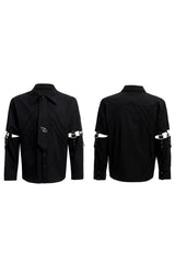 Strap Cutout Layered Button-Up Shirt