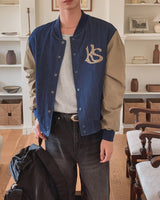 Barent Denim Color Matching Varsity Jacket