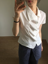 Unbalanced draping blouse (2color)