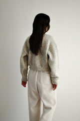 Boucle wool cardigan, Oatmeal