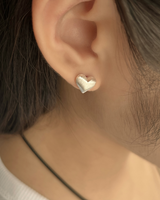 Chiffon heart earring (silver)